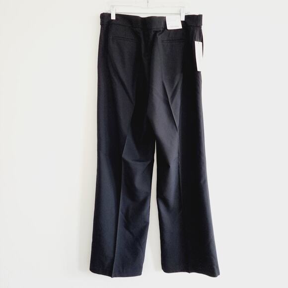 Calvin Klein Black Pleated Straight Leg Suit Pants Trousers Side Zipper Size 14 - Picture 2 of 6